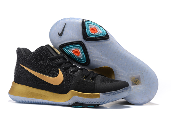 Nike Kyrie 3 Black Metallic Gold Shoes - Click Image to Close